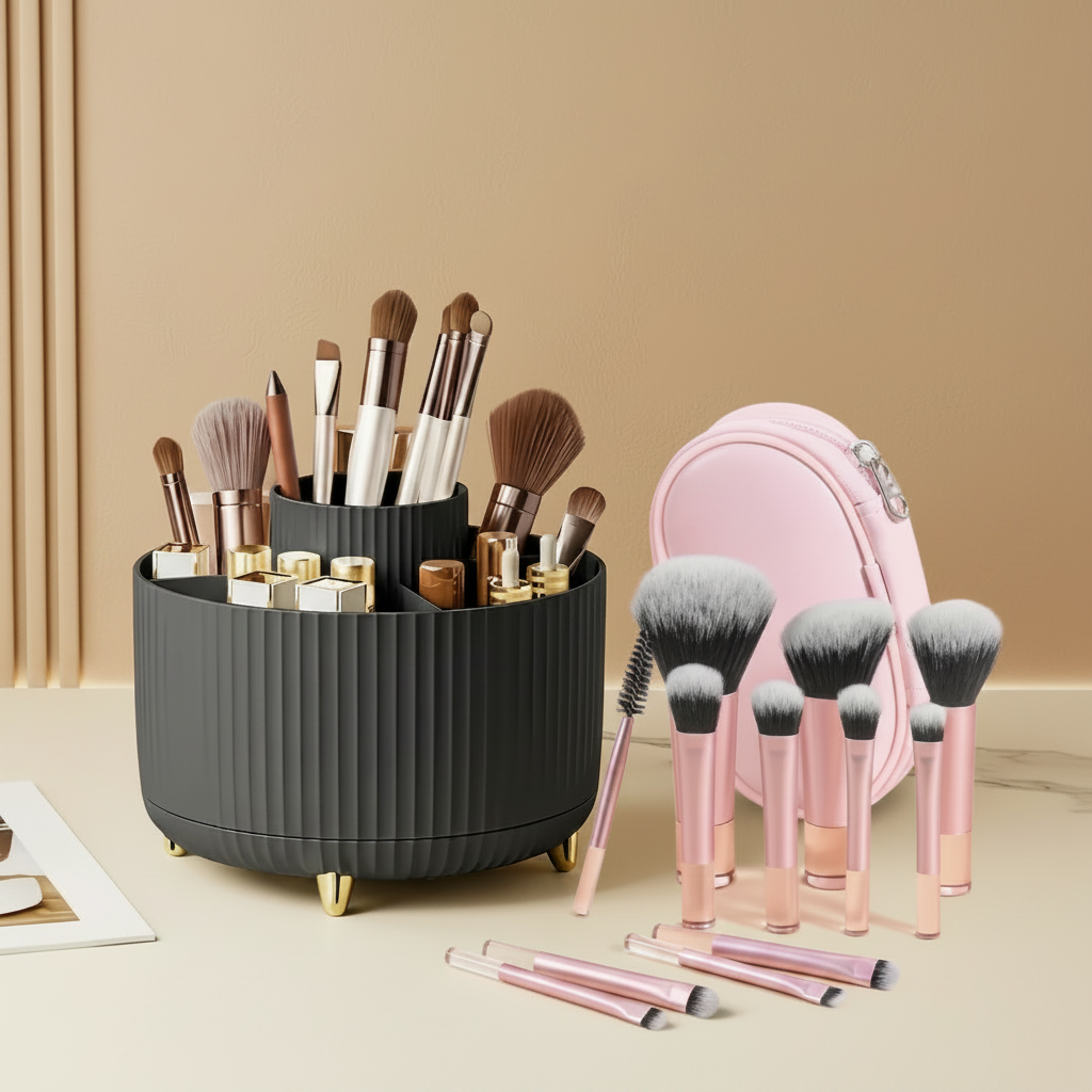 Spin & Glow Makeup Organizer Plus Kit